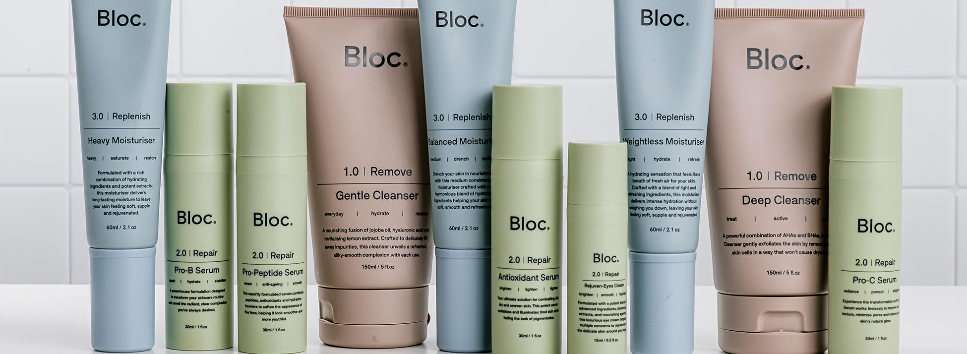 All Bloc Skincare Serum, Cream, Cleanser 