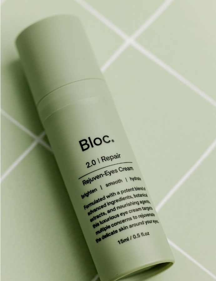 Before and after packaging update for BLOC Skincare cleanser